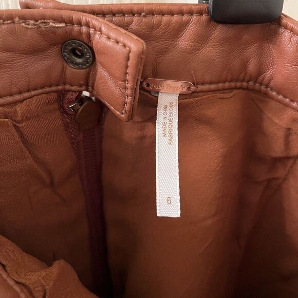 Free People Midnight Magic Mini Skirt Faux Leather Caramel Women's Size 6 NWT - Picture 8 of 12